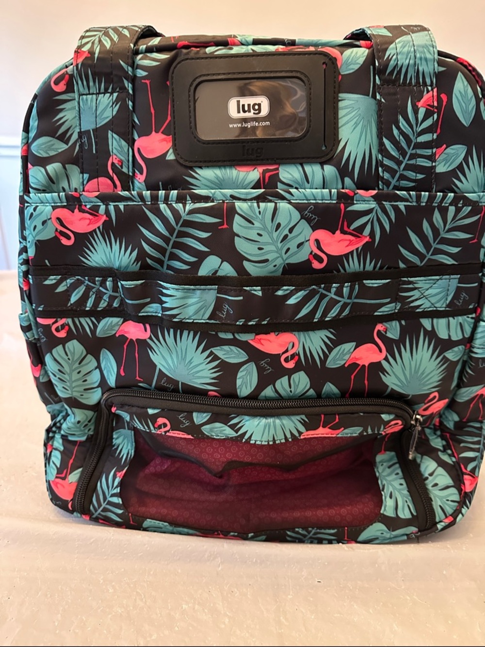 NWOT Lug Puddle Jumper Navy Flamingo Tropical Print - Picture 2 of 11